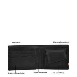 LOREM Men Black Two Fold Wallet with SIM Card Holder image 3