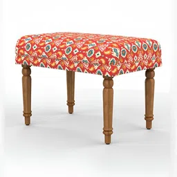 Chumbak Nawaab Bench Small - Red Ikkat Lounge Chair image 5