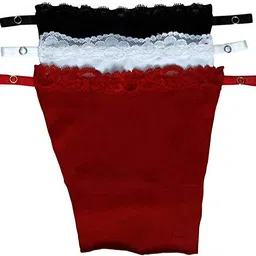 finesse Mock Camisole Deep Neck Cleavage Cover Miracle Cami. Set of 3 - Black White & Red image 1