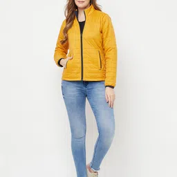 Crimsoune Club Women Mustard Yellow Solid Reversible Padded Jacket-image-86