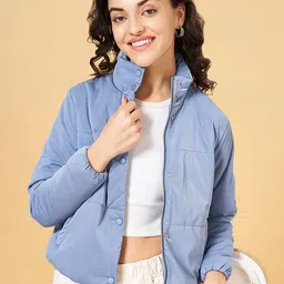 Honey by Pantaloons Mock Collar Long Sleeves Crop Padded Jacket-picture-41