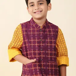Fabindia Boys Printed Pure Cotton Nehru Jacket image 1