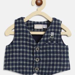 Chicco Boys Navy Blue Grey Checked Crop Tailored Jacket-picture-49