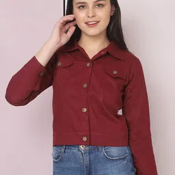 BUY NEW TREND Women Maroon Lightweight Crop Tailored Jacket-image-20