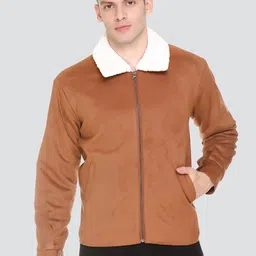 HONNETE Men Tan Striped Lightweight Crop Outdoor Tailored Jacket image 1