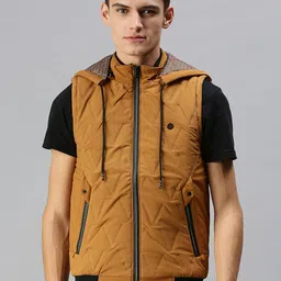 SHOWOFF Men Tan Colourblocked Lightweight Tailored Jacket-picture-13