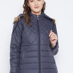VERO AMORE Women Navy Blue Insulator Padded Jacket With Detachable Hood-picture-26