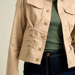 Style Island Spread Collar Cotton Tailored Jacket image 4