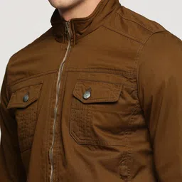 SHOWOFF Mock Collar Windcheater Cotton Open Front Jacket image 2