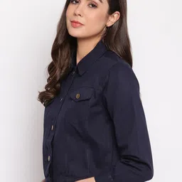 Mayra Women Navy Blue Crop Tailored Jacket image 5