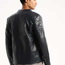 SHOWOFF Stand Collar Windcheater Biker Jacket image 3