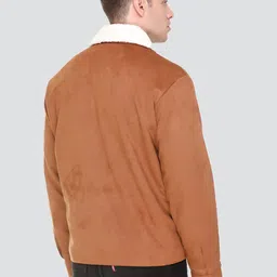 HONNETE Men Tan Striped Lightweight Crop Outdoor Tailored Jacket image 4