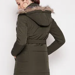 Duke Women Green Longline Quilted Jacket image 4