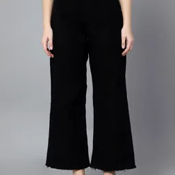 Cantabil Women Wide Leg High-Rise Cotton Jeans image 1
