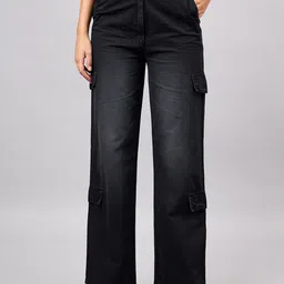 Orchid Blues Women Flared High-Rise Denim Cargo-picture-31