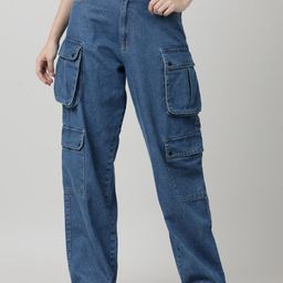 Bene Kleed Women Relaxed Fit High-Rise Clean Look Cotton Cargo Jeans-picture-21