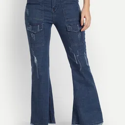 AngelFab Women Mid-Rise Mildly Distressed Cotton Bootcut Jeans-image-42