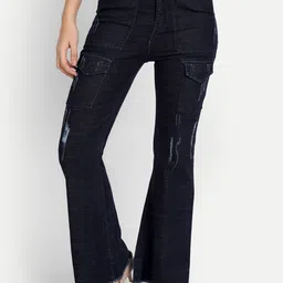 AngelFab Women Mid-Rise Mildly Distressed Cotton Bootcut Jeans-picture-10