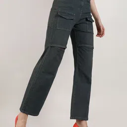 Campus Sutra Women Smart Mid Rise Clean Look Cotton Cargo Jeans-picture-25
