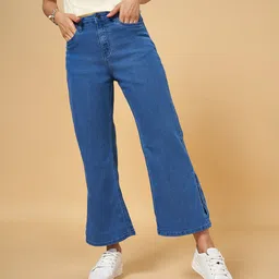 People Women Blue Flared Jeans-picture-19