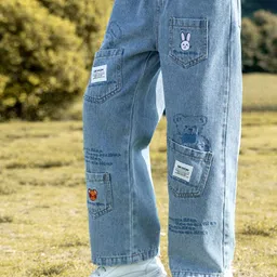 INCLUD Girls Straight Fit Pocket Patch Applique Jeans image 4