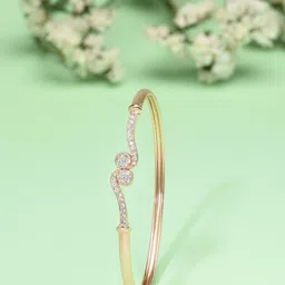 AMI Women Rose Gold & White Brass Cubic Zirconia Rose Gold-Plated Kada Bracelet-image-39