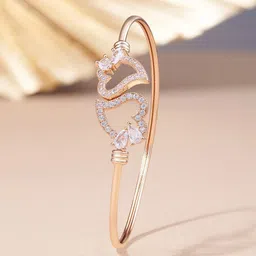 AMI Women Rose Gold & White Brass Cubic Zirconia Rose Gold-Plated Kada Bracelet-picture-33