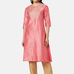 RANGMANCH BY PANTALOONS Ethnic Motifs Printed Sequins Notched Neck Kurta-picture-35