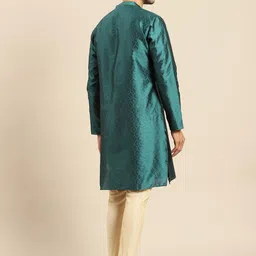 Amodh by Kisah Men Green Thread Work Jacquard Kurta image 4