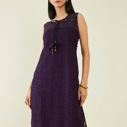 Soch Embroidered Chikankari Tie Up Neck Sleeveless Georgette Kurta image 1