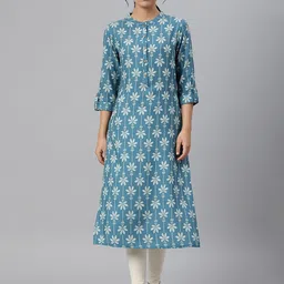 W Women Blue Ethnic Motifs Printed Kurta-picture-31