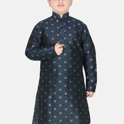 SG YUVRAJ Boys Floral Embroidered Mandarin Collar Jacquard Straight Kurta-picture-29