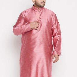 VASTRAMAY Men Pink Silk Blend Jacquard Kurta-picture-46