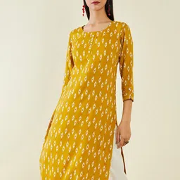 Soch Ethnic Motif Printed Round Neck Straight Kurta image 1