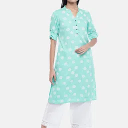RANGMANCH BY PANTALOONS Women Blue & White Geometric Printed Kurta-picture-41