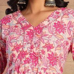 Rang by Indya Floral Printed Pure Cotton A-Line Kurta image 4