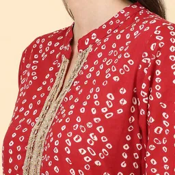 Varanga Bandhani Printed Mandarin Collar Straight Pure Cotton Kurta image 2