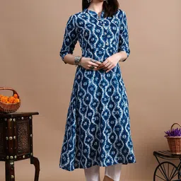 GLOWWORLD Tie & Dye Band Collar Straight Kurta image 5