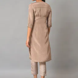 AURELIA Tie-Up Neck Panelled Kurta image 3