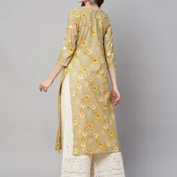 RATAN Floral Embroidered Chikankari Round Neck Regular Kurta image 4