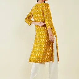 Soch Ethnic Motif Printed Round Neck Straight Kurta image 4