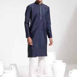 VASTRAMAY Mandarin Collar Jacquard Kurta image 2