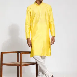 VASTRAMAY Mandarin Collar Thread Work Jacquard Kurta image 4