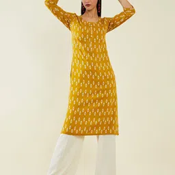 Soch Ethnic Motif Printed Round Neck Straight Kurta image 5