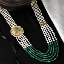 Silvermerc Designs Unisex Gold-Plated & Green Brass Layered Necklace-picture-28