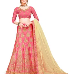 MANVAA Embroidered Thread Work Semi-Stitched Lehenga & Unstitched Blouse With Dupatta-picture-28