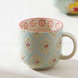 Chumbak Blue & Red Printed Ceramic Matte Mug 150 ml image 1