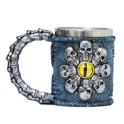 TIED RIBBONS Navy Blue & Silver-Toned Handcrafted Textured Stainless Steel Matte Mug image 5