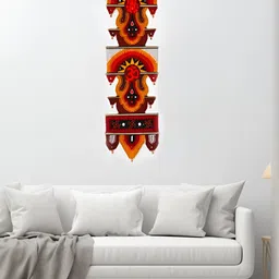 YWULY Orange & Maroon Printed Cotton Hanging Wall Decor image 3