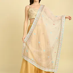 Dupatta Bazaar Embroidered Organza Dupatta with Thread Work-picture-28